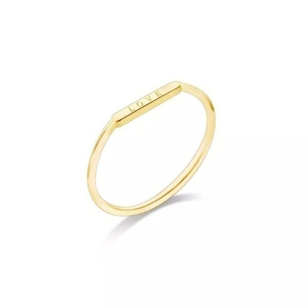 Gold Plated Dainty 925 Sterling Silver Love Letter Ring